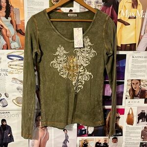 Xcit USA Long Sleeved Stone Washed Tee NWT